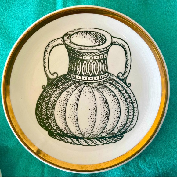 Fornasetti for Bucciarelli Vessels Milano Italy MCM Gold Porcelain Coasters Set - Picture 6 of 11